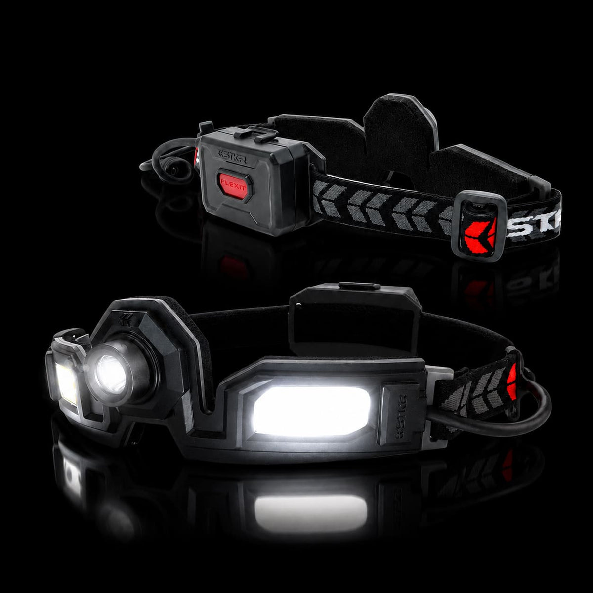 On-black product image for STKR FLEXIT_Headlamp_3.0_front-back-callouts_sq_onBLK.jpg