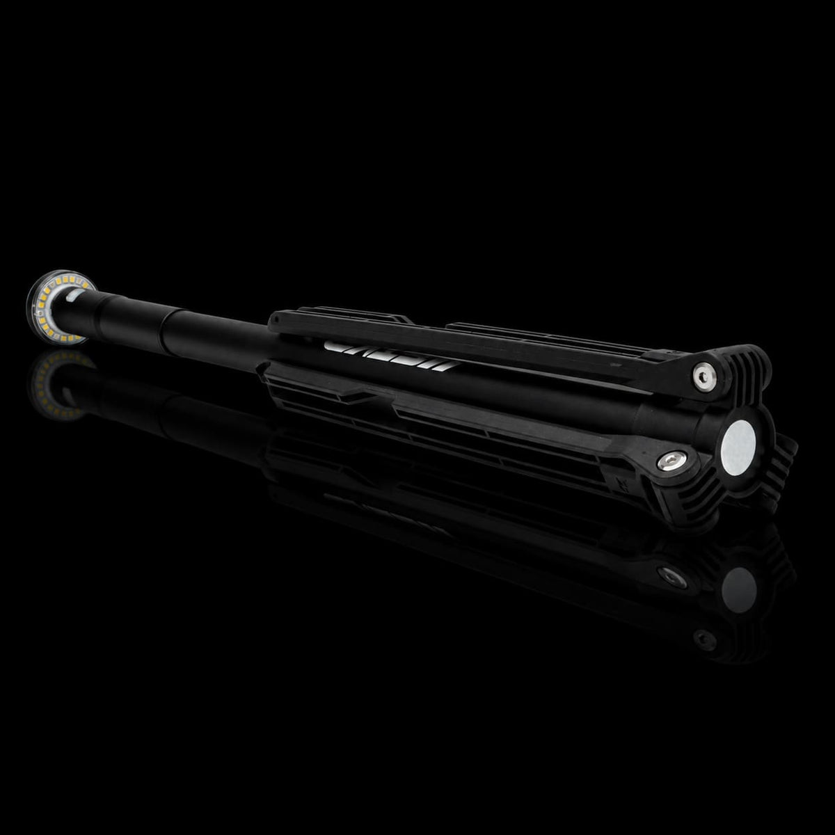 folded up Fli Telescoping Mobile Area Light in a three quarter pose