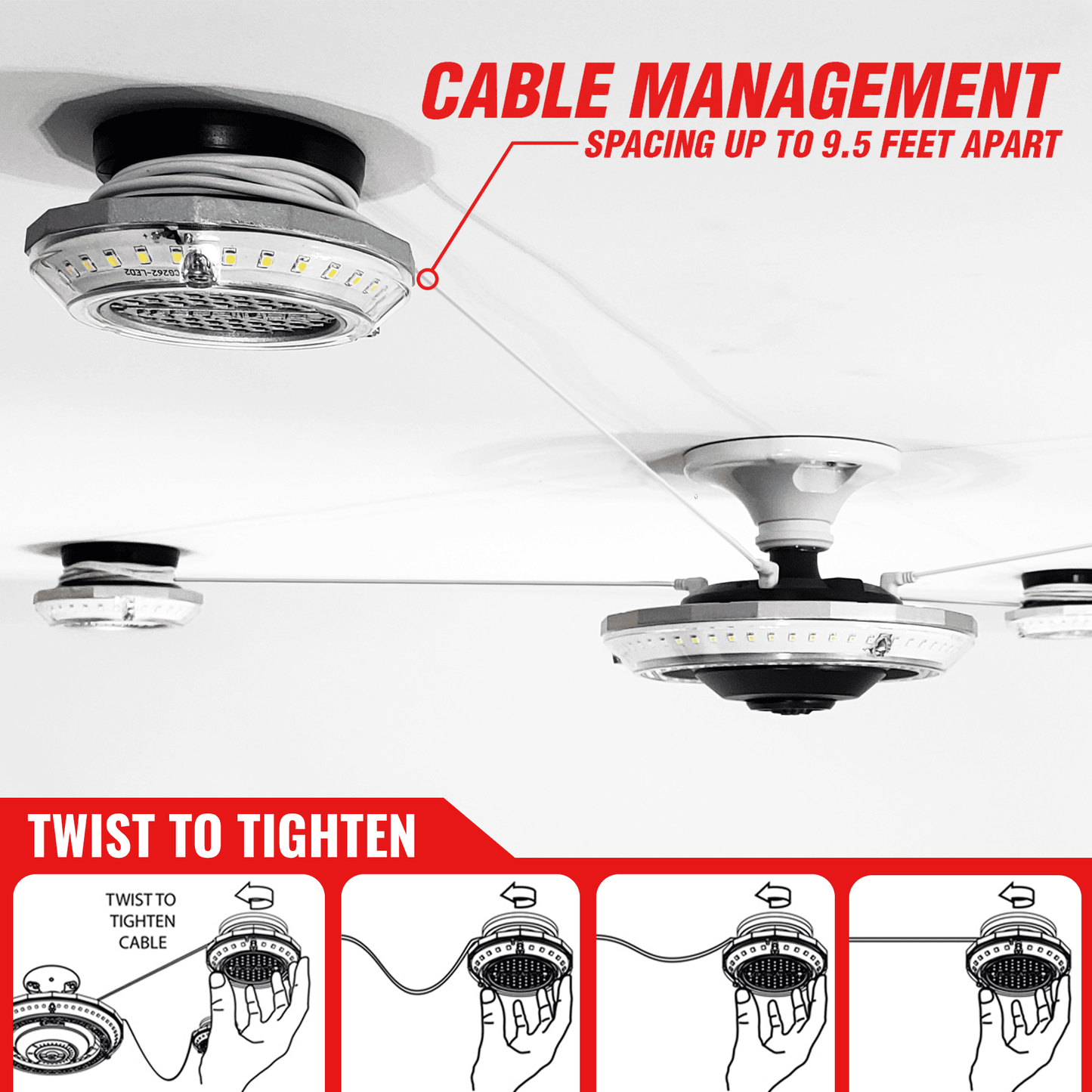 MPI - Light de plafond de garage de mouvement d'éclairage à plusieurs points