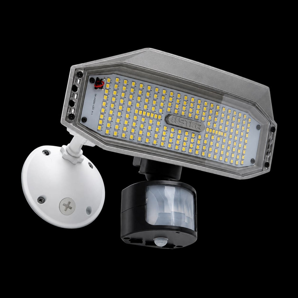 Outdoor Security Motion Flood light for your yard by STKR Concepts - lower 3/4 view