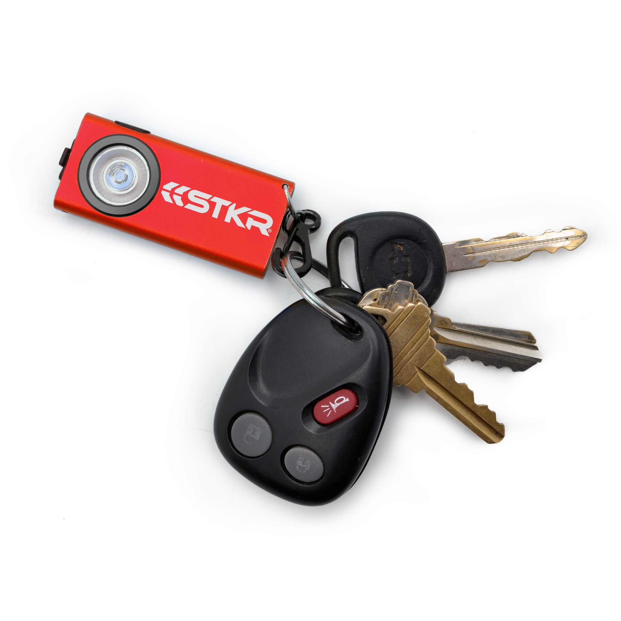 SlimJimmy Ultra-Bright Keychain Light - Red - with keys