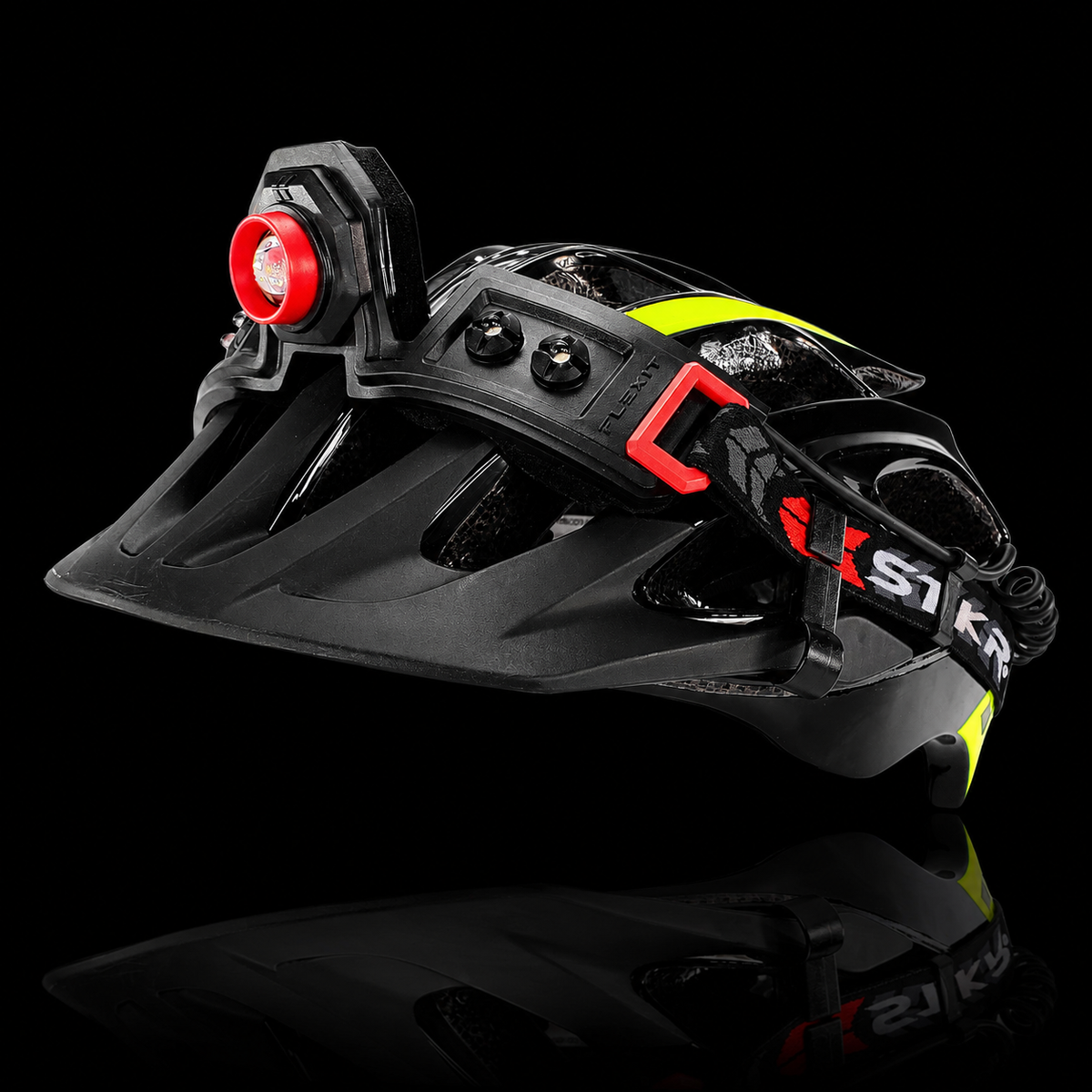 STKR FLEXIT headlamp helmet clips on black - bicycle helmet front